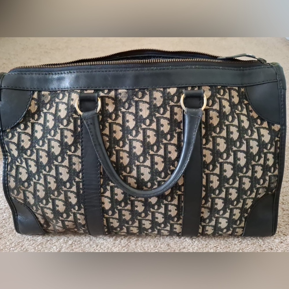 Authentic Pre loved CHRISTIAN DIOR TROTTER CANVAS BOSTON BAG NAVY
